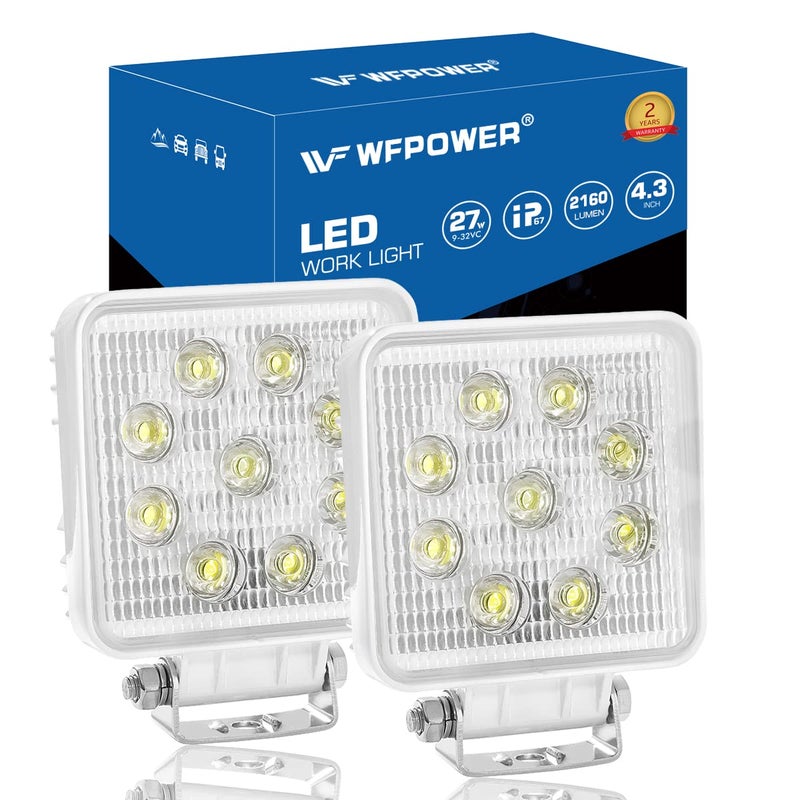 WFPOWER Boat Light 2 Pack, LED Marine Spotlights Waterproof, Deck Dock Flood Light Work Light for Boat Accessories Pontoon Fishing Truck SUV Off-Road 12V Square White - Image 1